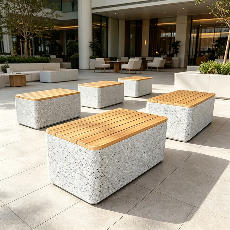 လုပ်ငန်းသုံး FRP Terrazzo Cube Bench